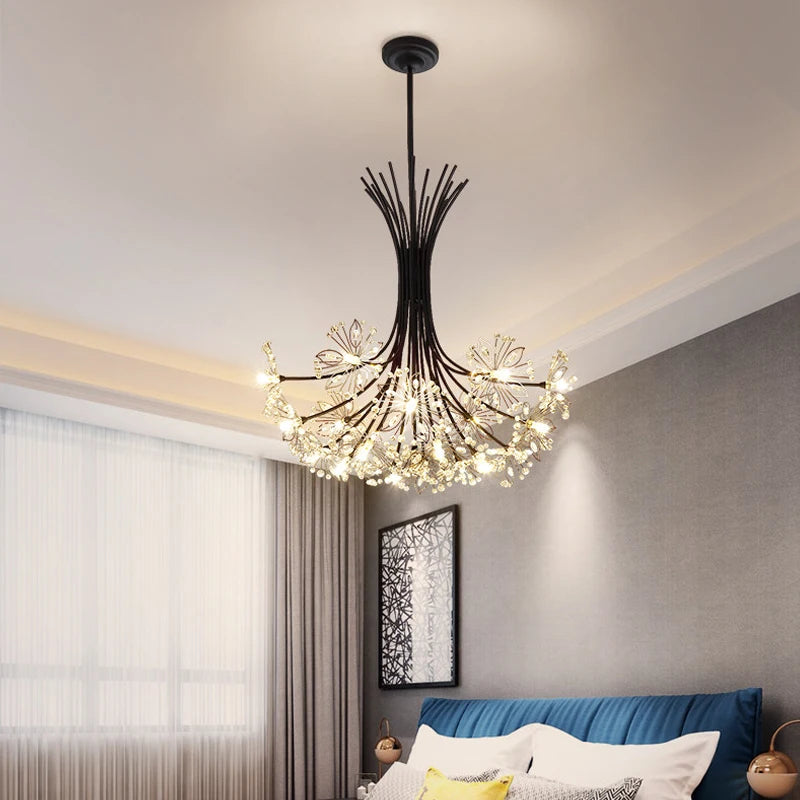 Modern crystal dandelion chandelier lighting chandelier living room dining room household chandelier decoration LED ceiling ligh