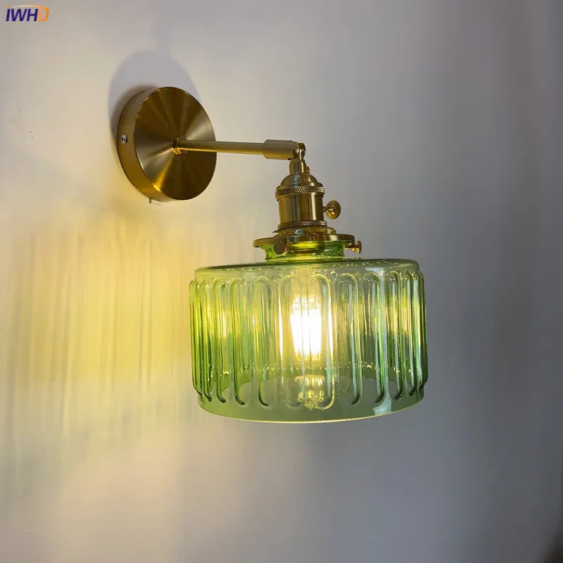 Green Glass Copper Wall Lamp Sconce Beside Bathroom Mirror Stair Light Switch Nordic Modern Wandlamp Luminaria Lighting