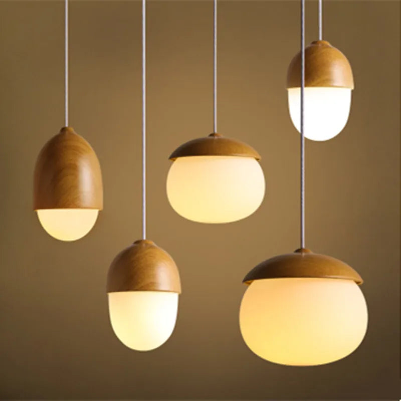 Nordic Pendant Light Minimalist Creative Wood Hanging Lamp Art Home Indoor Lighting Living Room Bedroom Dining Bar Decoration