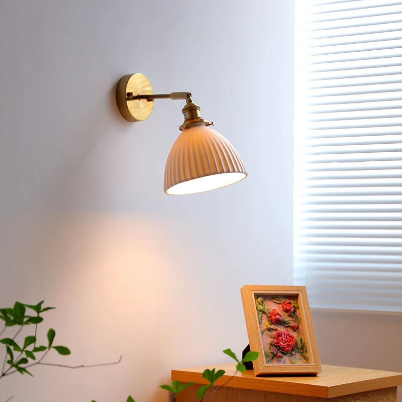 LED Ceramic Wall Lamp Beside Sconce Knob Switch Bedroom Bathroom Mirror Stair Light  Wandlamp Applique Murale