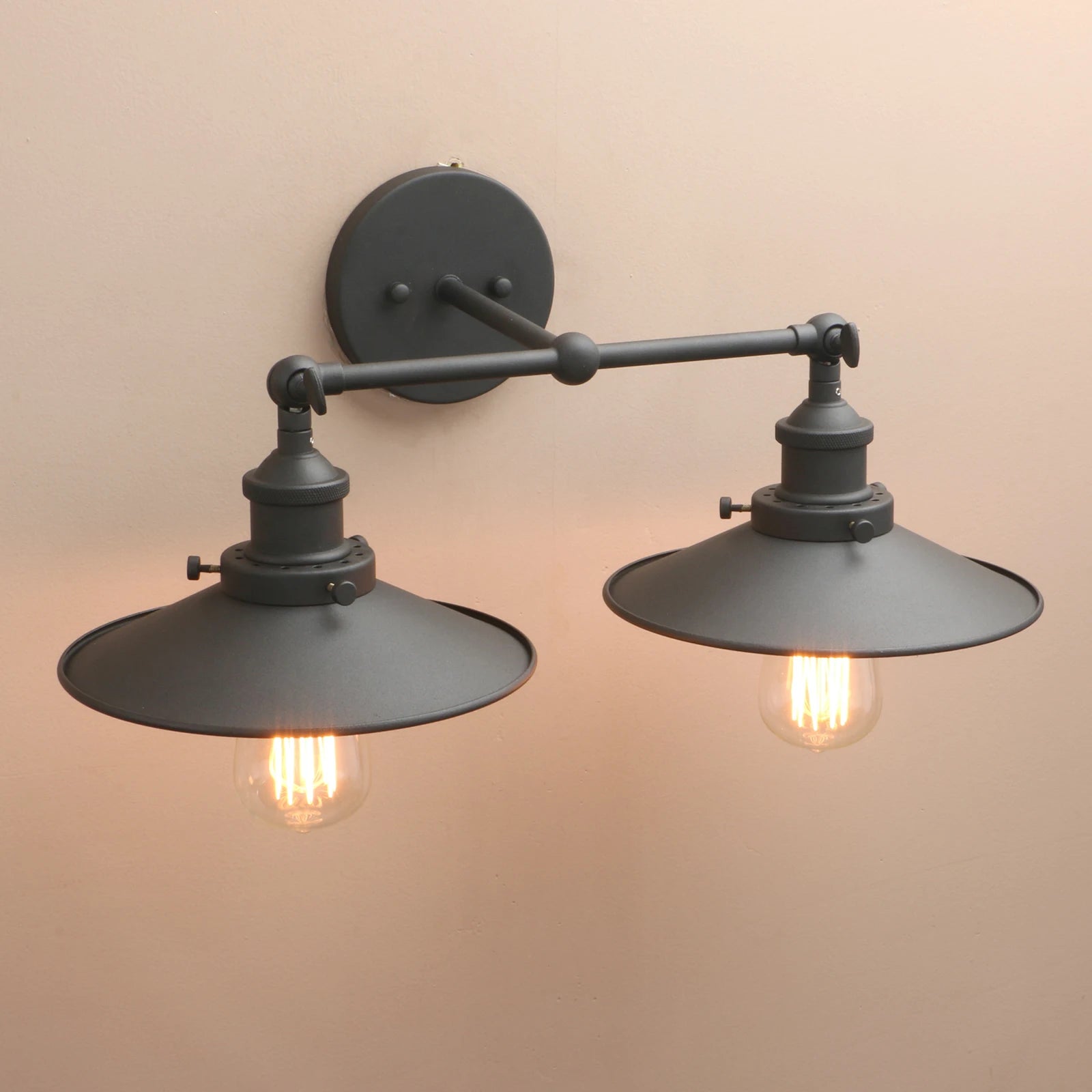 Vintage Industrial 2-Light Wall Light 8.7 Inches Flared Sconce Light,Mid Century Wall Lamps for Bedroom, Living Room