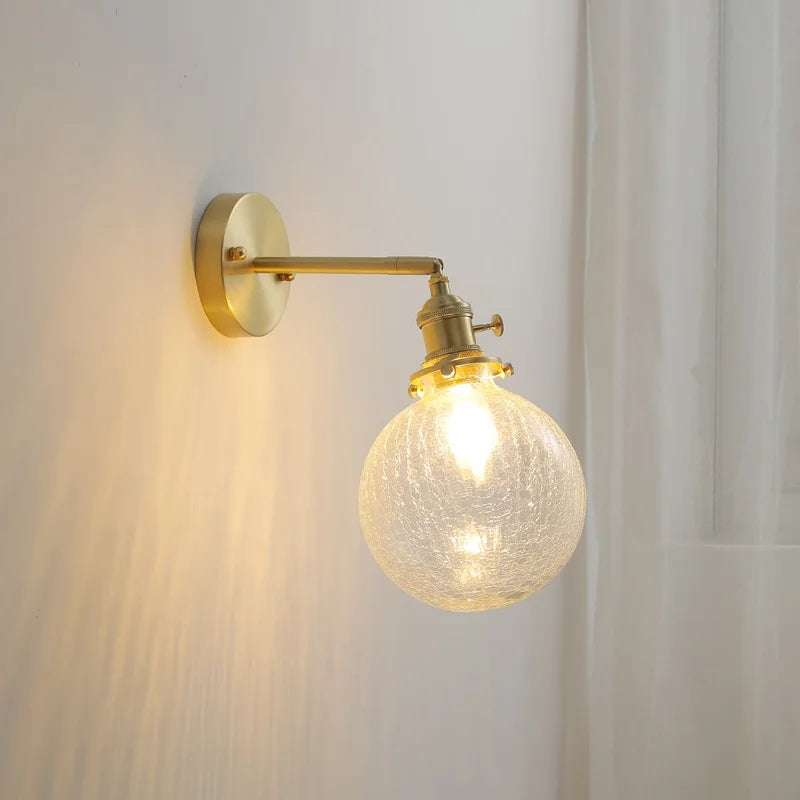 Nordic Modern Copper Wall Lamp Beside Knob Switch Gray Glass Ball Bathroom Mirror Stair Light LED Wandlamp Luminaira