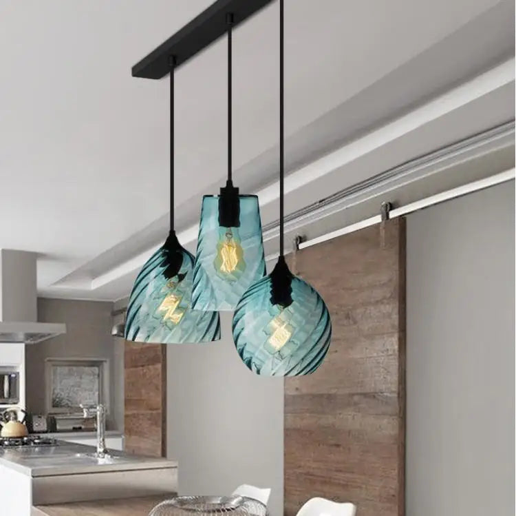 Nordic Style Glass LED Pendant Lamp Cafe Living Room Bar Colorful Modern Hanging Light Home Lighting Luminaria Hanglamp