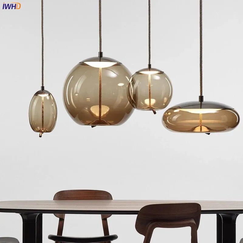 Nordic Glass LED Pendant Lights Fixtures Dinning Living Room Hanging Light Modern Pendant Lamp Lighting Luminaire Hanglamp