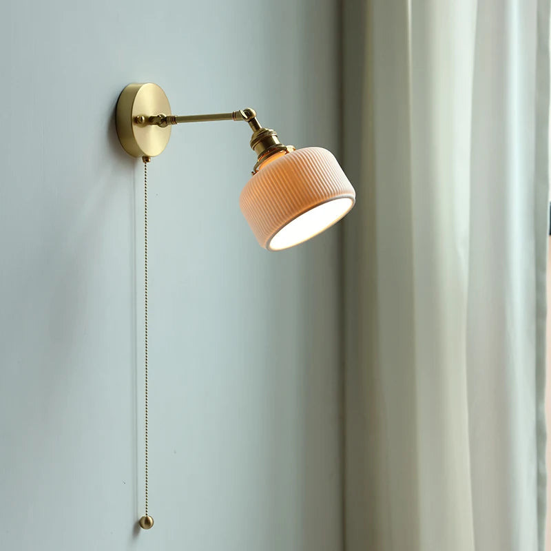 Ceramic Nordic Modern Wall Lamp Beside Pull China Switch Bathroom Mirror Stair Light Copper LED Wall Sconce Luminaria