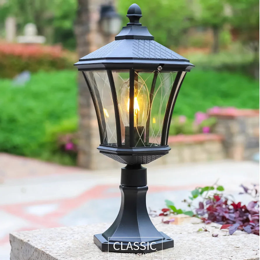 European Style Courtyard Aluminum Column Head Lamp Outdoor Waterproof Garden Villa Community Gate Lamp