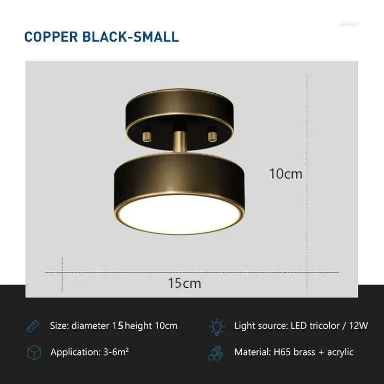 Modern LED Ceiling Lights Nodic Home Decor Accessories For Bedroom Living Dining Room Corridor Lamps Round Copper Decor Fixtures