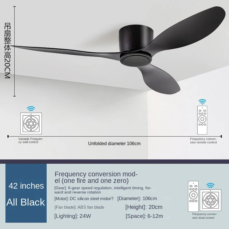 Modern Black White Low Floor DC Motor 30W Ceiling Fans With Remote Control Simple Ceiling Fan Without Light Home Fan