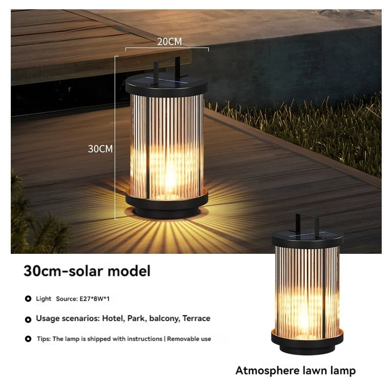 Outdoor Waterproof Solar Garden Lamp Glass Lantern Garden Floor Lamp Street Lamp Villa Courtyard Lawn Light