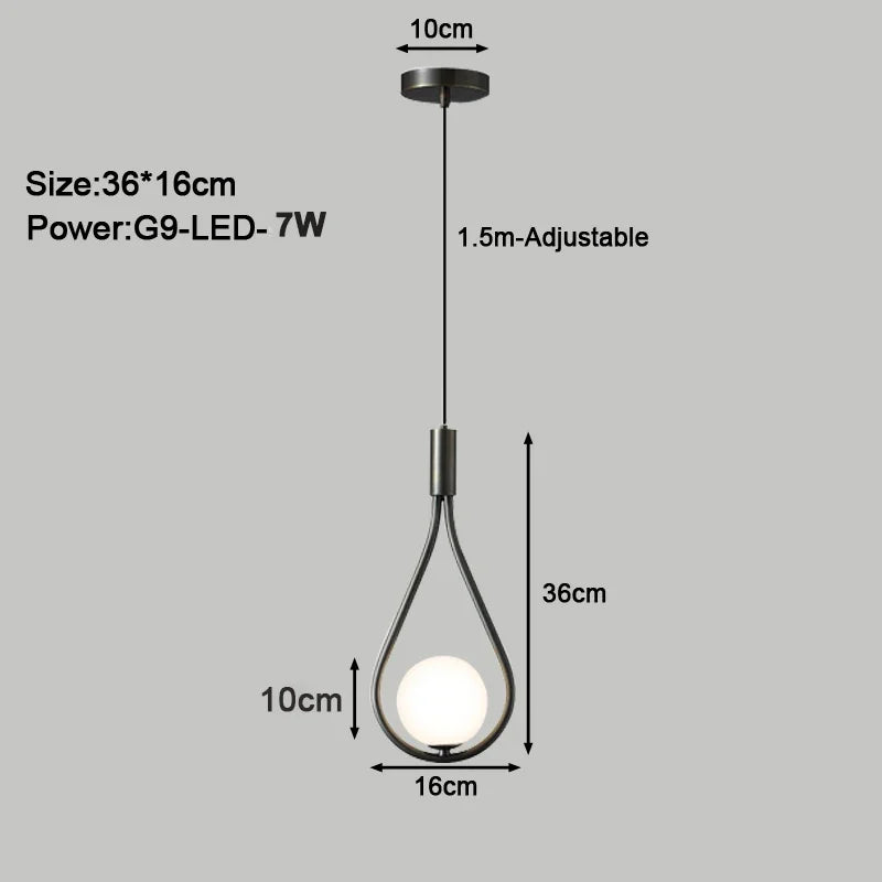 Indoor LED Pendant Lamps with G9 Light Bulb Nordic Frosted Glall Ball LED Chandelier Lighting Fixtures for Bedroom Living Room