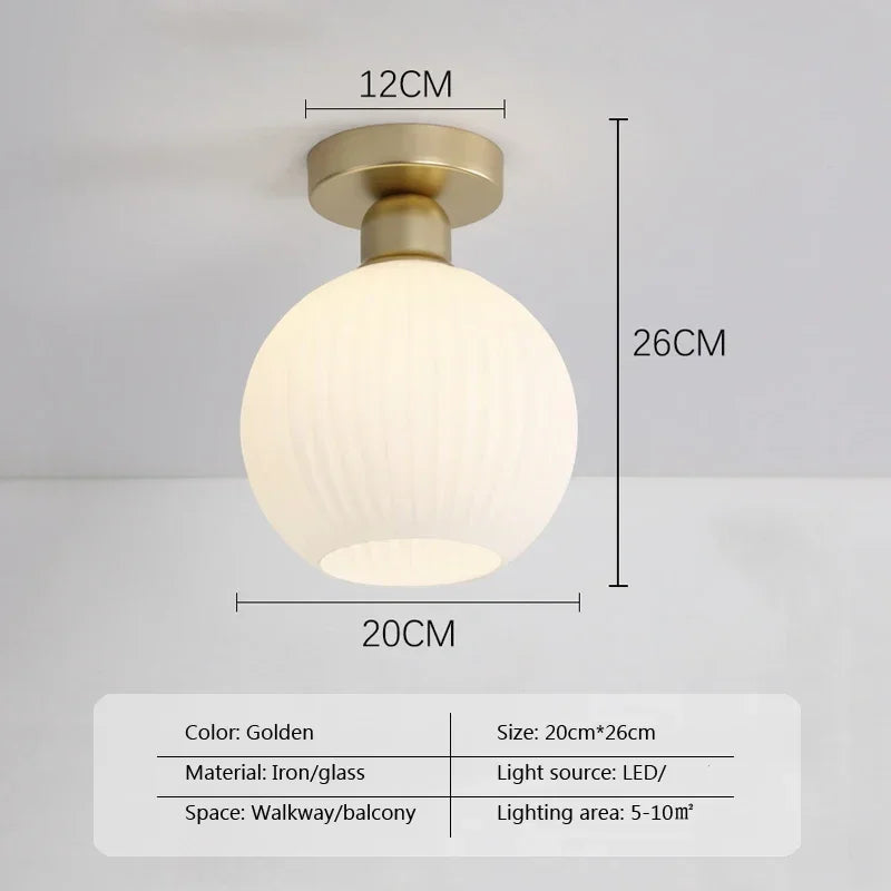 LED Modern Glass Ceiling Light Milk White Glass Lamp Bedroom Living Room Cloakrooms Entrance Balcony Aisle Study Decoration Home