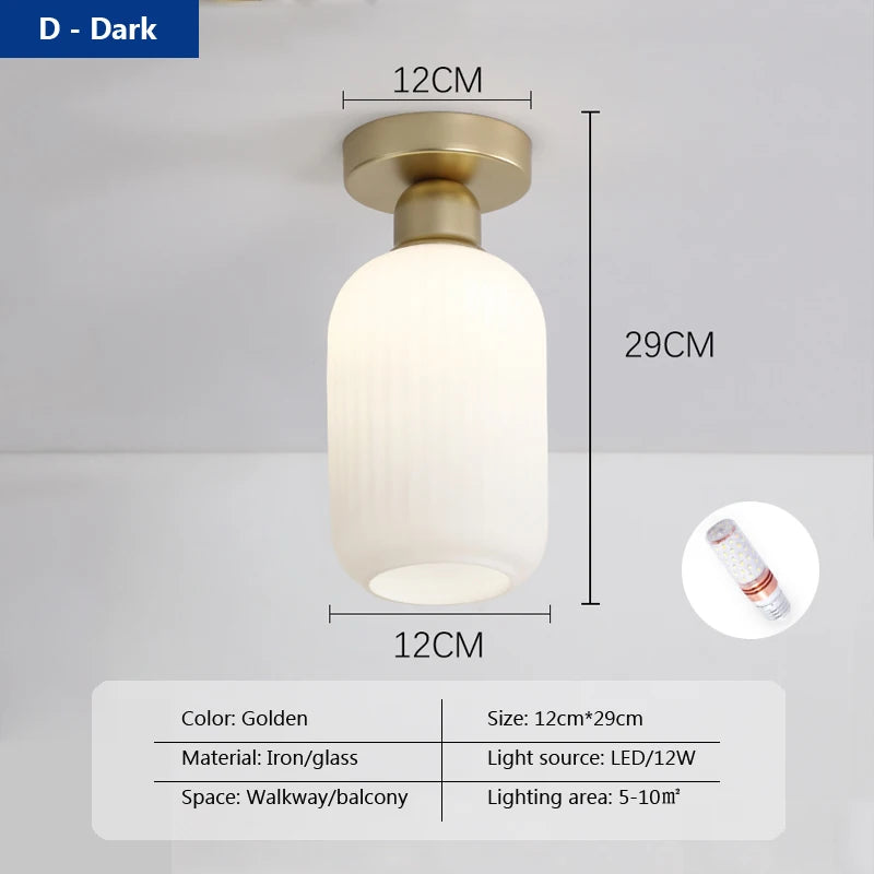 Nordic ceiling light glass lamp balcony home checkroom light luxury American simple corridor entrance hallway aisle light