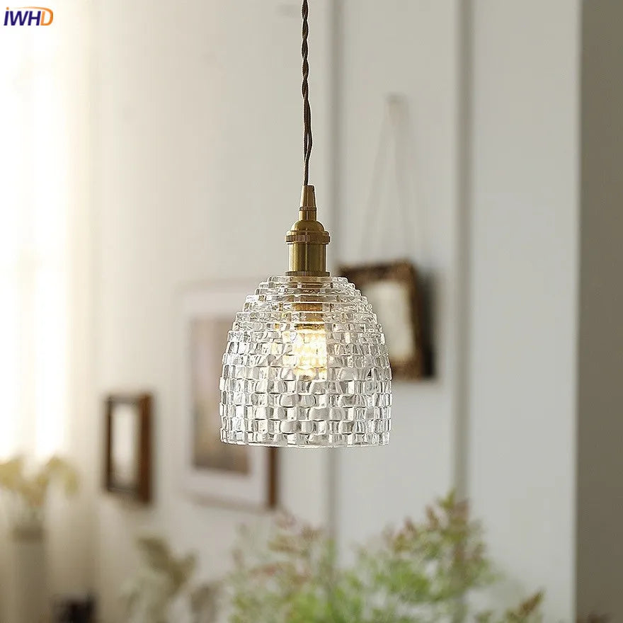 Clear Glass LED Pendant Lights For Home Indoor Decor Copper Socket Bedroom Living Room Light Nordic Modern Hanging Lamp