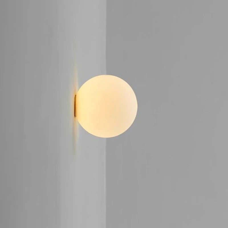 Glass Ball Lamp Modern Milky White Glass Wall Lamps for Bedroom Living Room Sofa Background Concealed Base Bathroom Wall Light