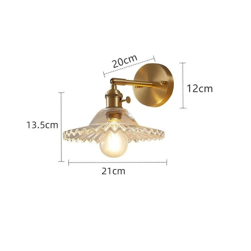 Green Glass LED Wall Light Fixtures Pull Chain Switch Copper Bedroom Bathroom Mirror Stair Nordic Modern Wandlamp Sconce