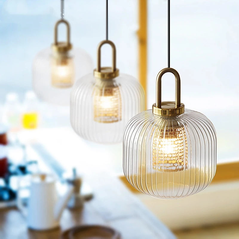 Nordic Modern Glass LED Pendant Lights Fixtures Home Decor Bedroom Dining Living Room Light Edison Hanging Lamp Luminaira