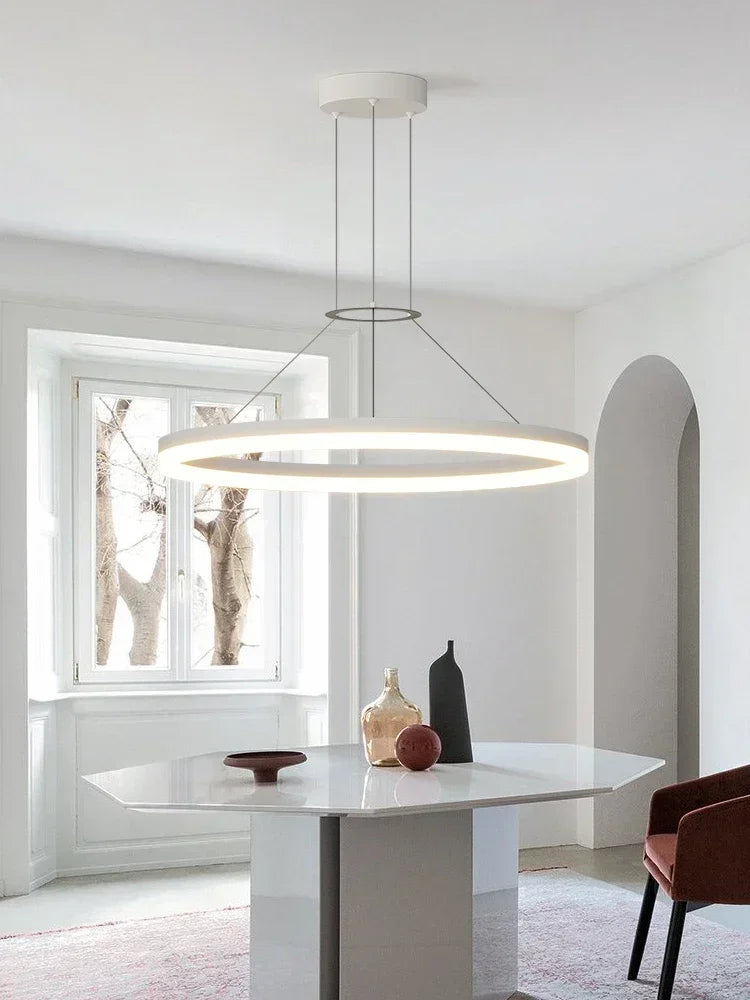 Minimalist Led Pendant Lamp For Modern Living Room Bedroom Dining Kitchen Black Ring Hanging Ceiling Chandelier Lighting Fixture