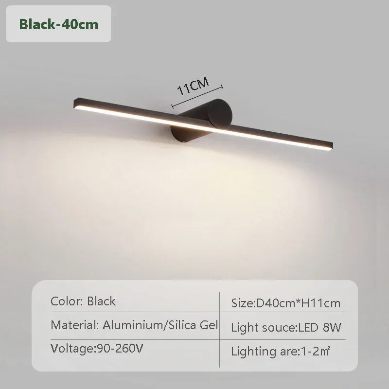 Modern LED Wall Lamp 40/50/60/80/100cm Mirror Lighting Long Strip Light For Bathroom Washroom Mural Decor Lamp HomeLamp Lustre