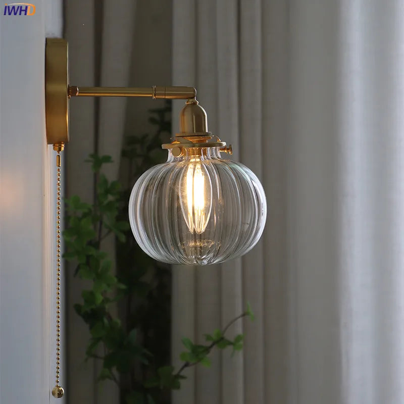 Pull Chain Nordic Modern Wall Lamp Sconce Beside Bedroom Bathroom Mirror Stair Light Glass Ball Wandlamp Luminaira Lighting