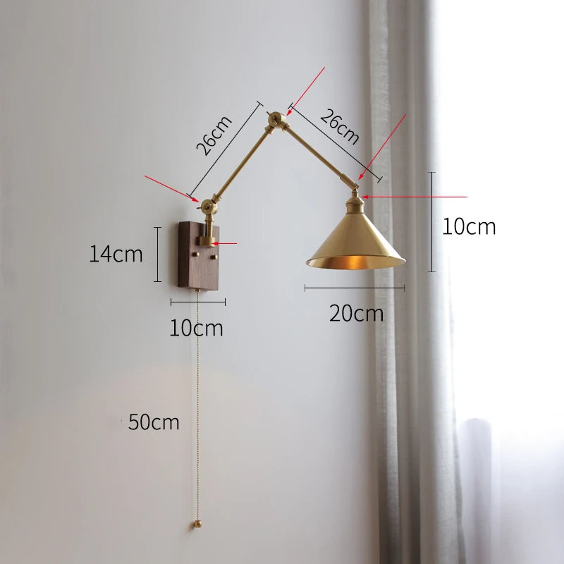 Left Right Totate Copper Wall Lamps Sconce For Living Room Bedroom Home Indoor Lighting Luminaria Modern LED Wall Light