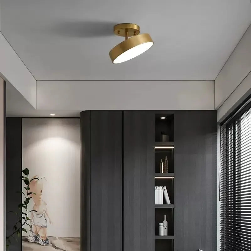 Copper Nordic Ceiling Light Simple Entrance Hallway Aisle Lamp Simple Round Cloakroom Bacony Lighting LED Ceiling Lamps Lustre