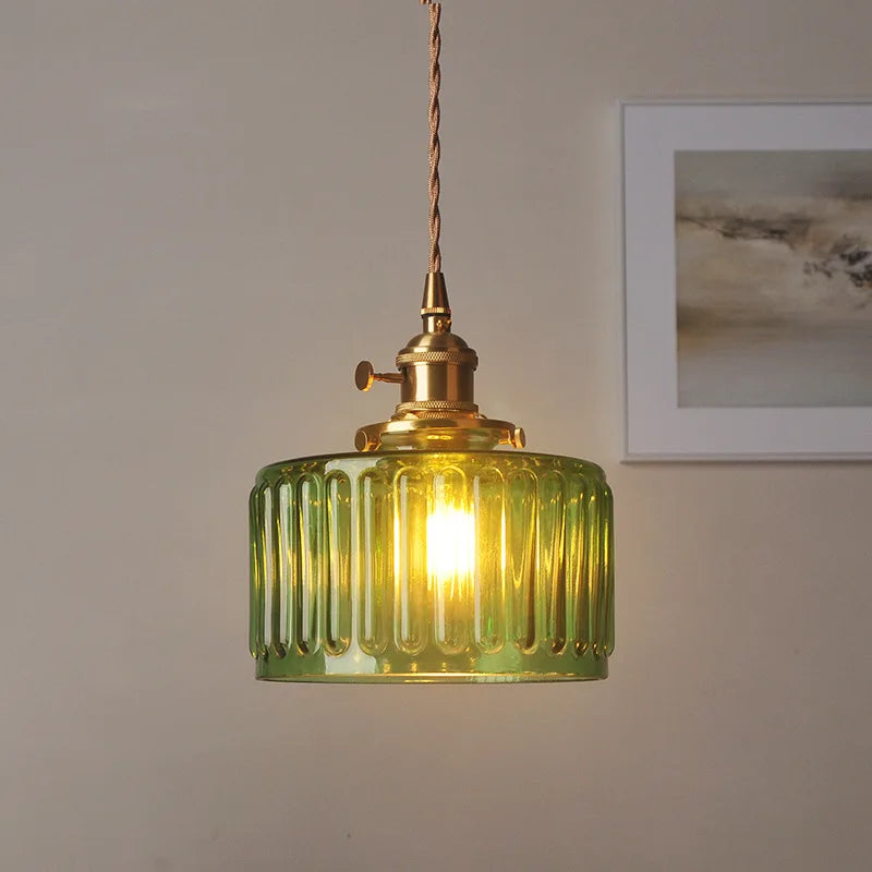 Simple LED Pendant Light Fixtures Porch Dining Room Bedroom Bedside Lamp Green Glass Hanging Light Nordic Modern Hanglampen