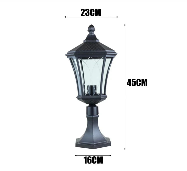 European Style Courtyard Aluminum Column Head Lamp Outdoor Waterproof Garden Villa Community Gate Lamp