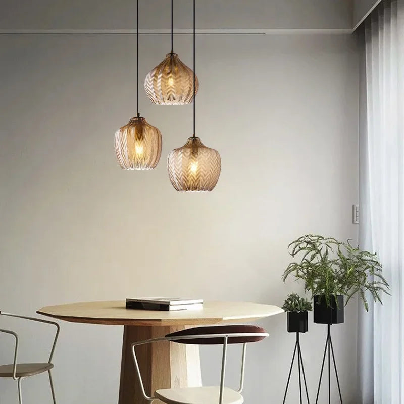 Retro Glass Pendant Light Foyer Dining Bedroom pendant lighting Coffee Living Room Restaurant Hotel Indoor LED Hanging Lamp