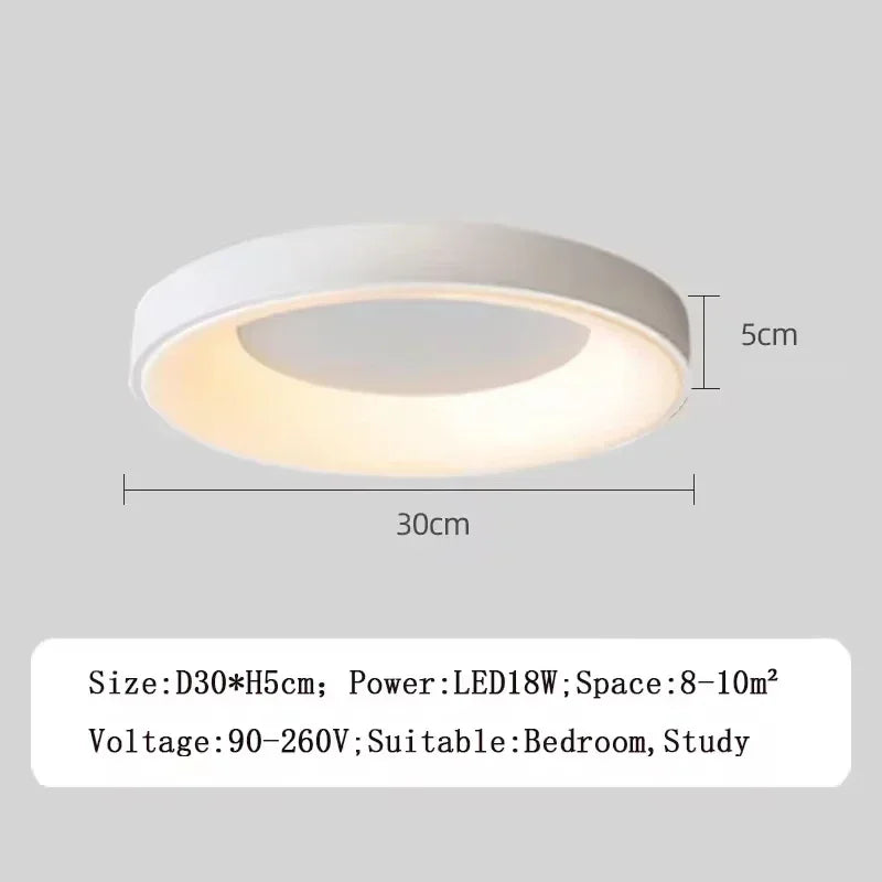 Wood Grain Ceiling LED Light Nordic Iron Ultra-thin  Round Lamp For Living Room Bedroom Study Home Decoration Lighting