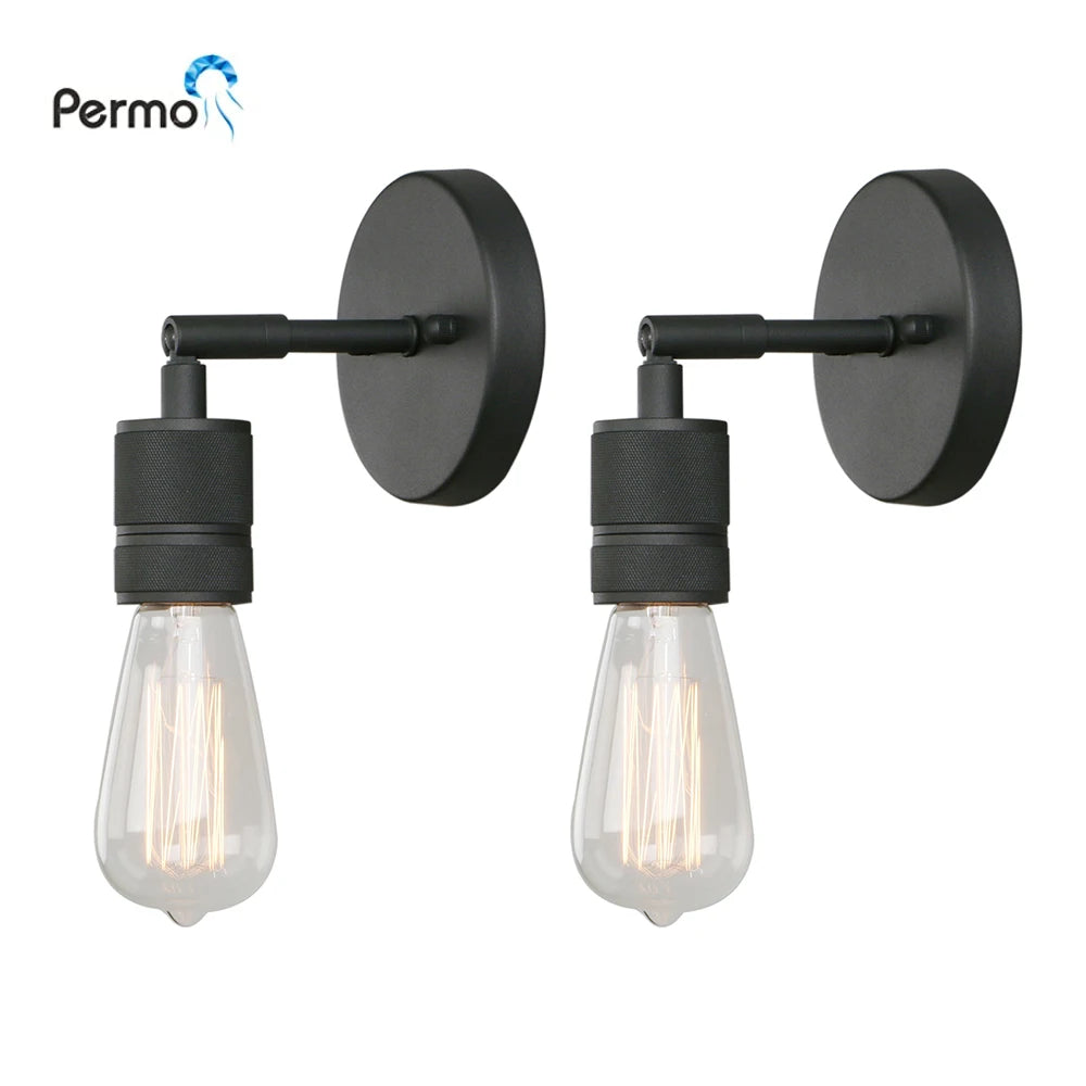 Industrial Wall Light 2 Pack Matte Black Wall Sconces for Bedroom Hallway BRoomathroom Living