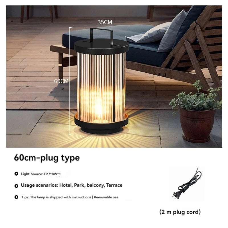 Outdoor Waterproof Solar Garden Lamp Glass Lantern Garden Floor Lamp Street Lamp Villa Courtyard Lawn Light