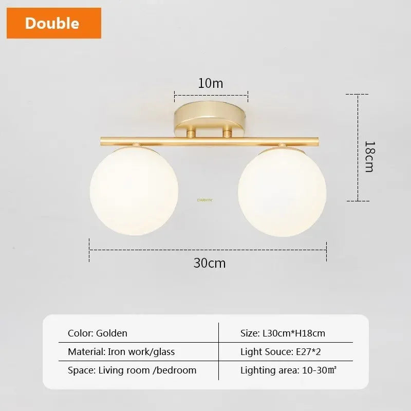 Nordic ceiling light iron Glass lamp corridor aisle simple modern creative personality gold entrance cloakroom balcony light