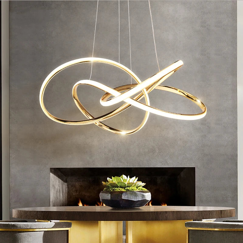 LED Gold Chandelier Modern Home Lighting For Living Room Dining Room Bedroom Kitchen Ceiling Decoration Lustre Hanging Lamp