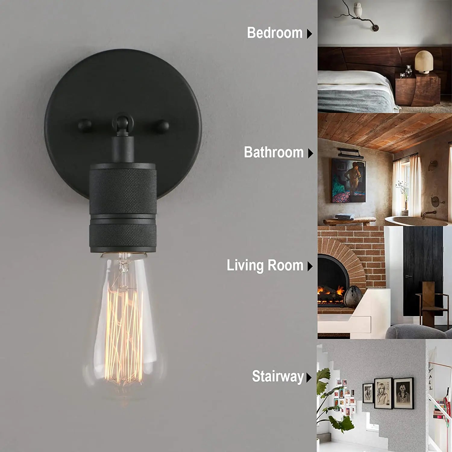 Industrial Wall Light 2 Pack Matte Black Wall Sconces for Bedroom Hallway BRoomathroom Living