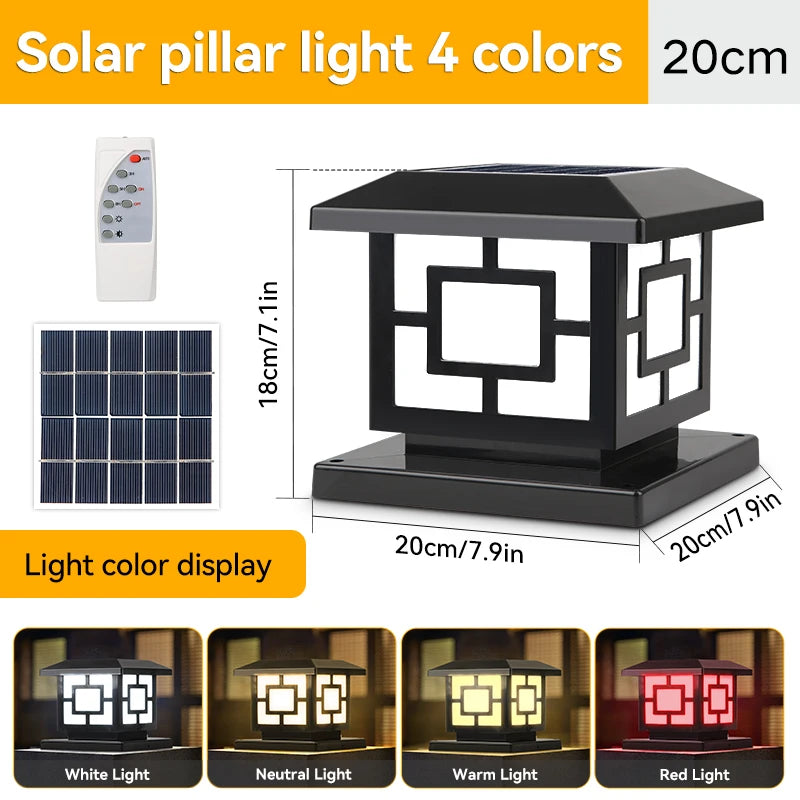 Waterproof Solar Outdoor Lights LED Classical Style Pillar Lamp Remote Control Night Light For Garden Landscape Led Solar Light