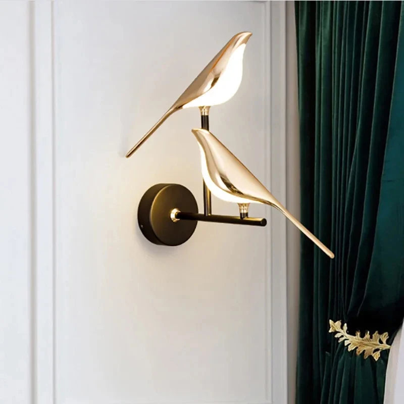 Nordic Golden Bird LED Wall Lights Parlor Bar Creative Wall Lamps Novelty Sconces Bedroom Bedside Lamp Living Room Decoration