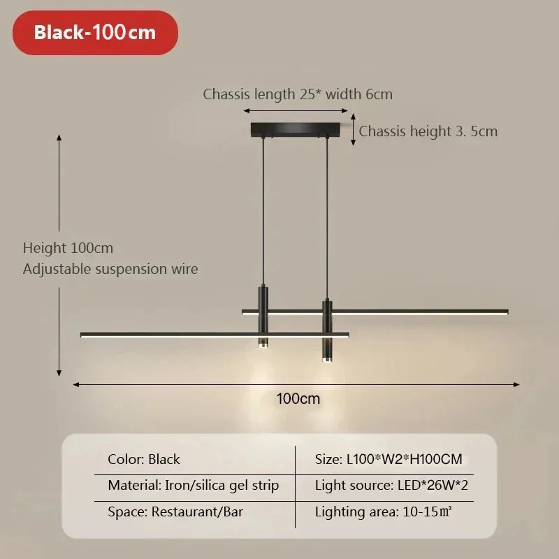 Modern LED Pendant Lamp Dimmable Dining Table Kitchen Minimalist Black Gold Chandelier Home Decor Lighting Lusters Fixtures