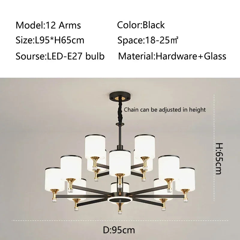 New Nordic Ceiling Chandeliers Glass Shade Golden Led Pendant Lamp Living Room Restaurant Hotel Lighting Home Decor Light