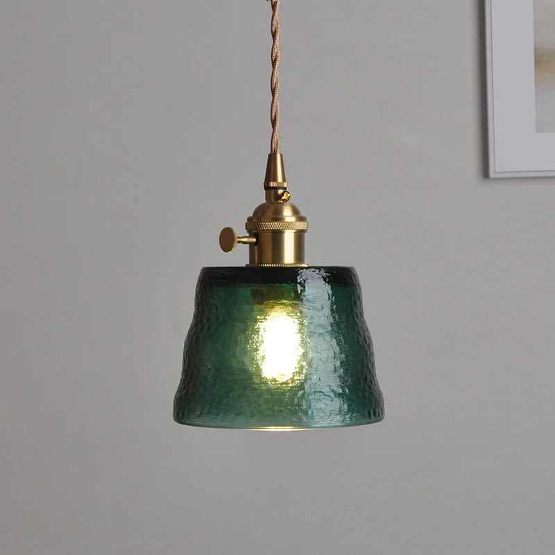 Green Glass LED Pendant Lights Bar Dining Living Room Adjustable Home Decor Nordic Modern Knob Switch Hanging Kitchen Light