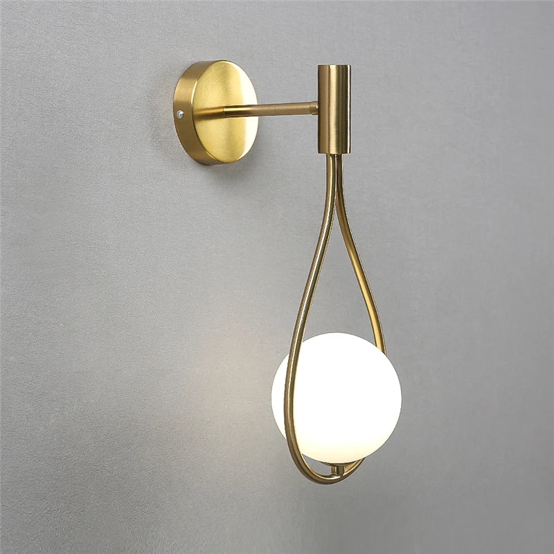 Modern Glass Ball Wall Light Luxury Gold Sconce Living Room Bedroom Bedside Aisle Staircase Nordic Wall Mount Indoor Decor Lamp