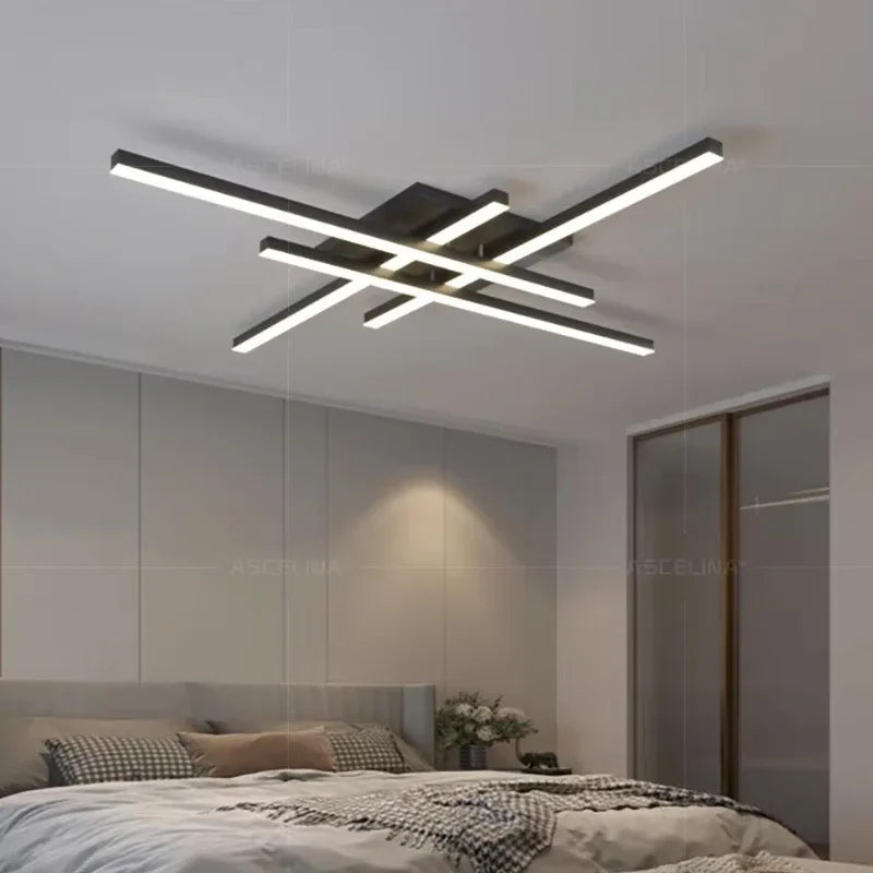 LED Modern Ceiling Light Creative Line 30/40/50cm Aluminum Lamps For Bedroom Living Room Hallway Coffee Bar Indoor Illumination