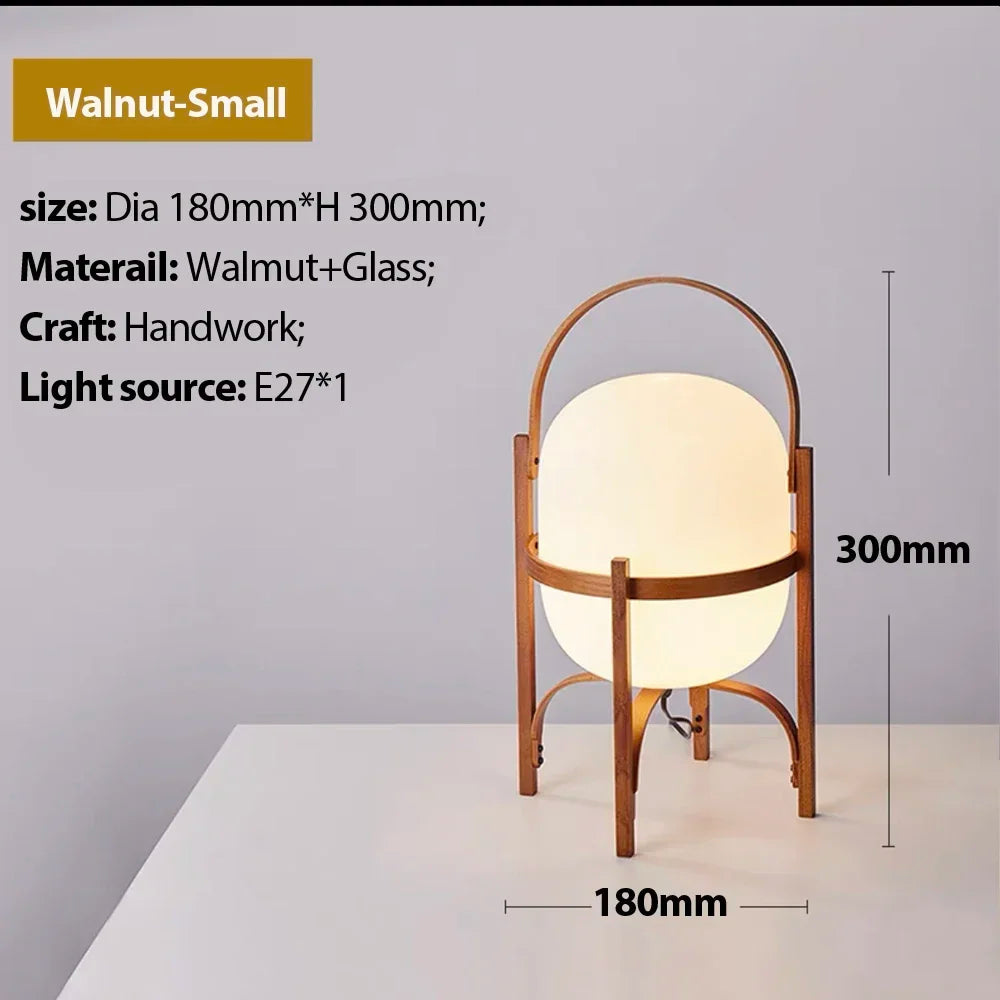 Wood Led Table Lamp Minimalist Glass Lampshade Study Bedroom Bedside Lamp Living Room Reading Home Deco Standing Lamp