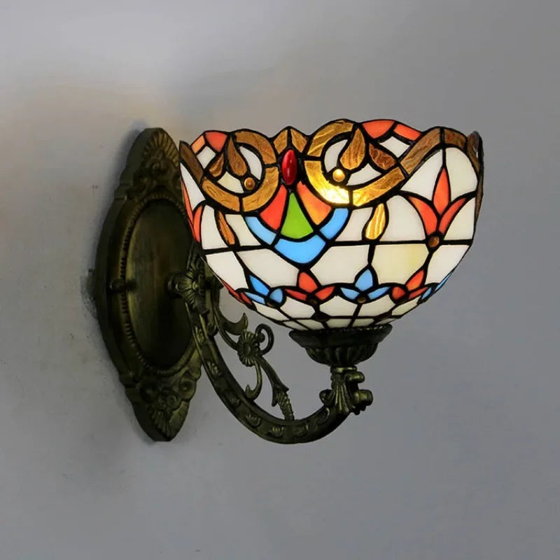 Dragonfly Indoor Bedside European Retro Lamp American Style Pastoral Stained Glass Splicing Sunflower Wall Lamp