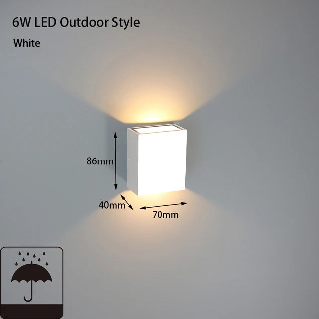 6W LED Outdoor Waterproof Wall Lamp Bedroom Living Room Indoor Wall Light Home Lighting Garden Aisle Corridor Decorate Sconce