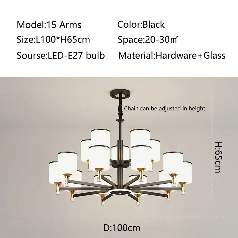 New Nordic Ceiling Chandeliers Glass Shade Golden Led Pendant Lamp Living Room Restaurant Hotel Lighting Home Decor Light