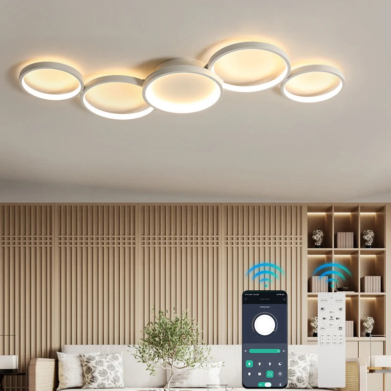 modern ceiling light 55W round combination LED bedroom light 90-260V remote control home decorative light