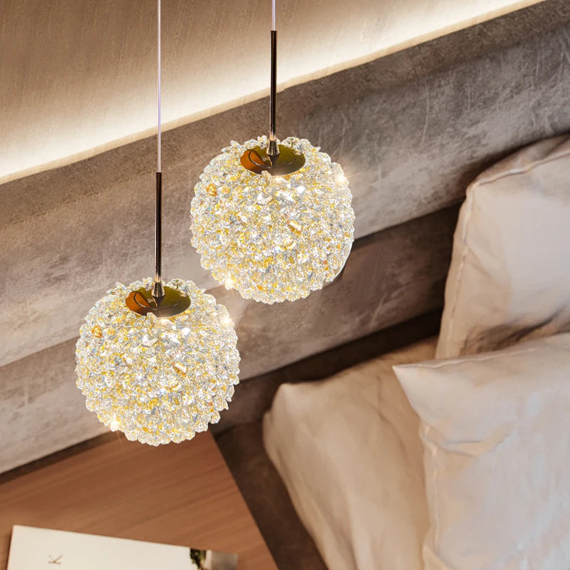 Crystal Light Luxurious Bedside Lamp Modern Style High-grade Crystal Chandelier Long-line Bedroom Corridor Lamp Decoration