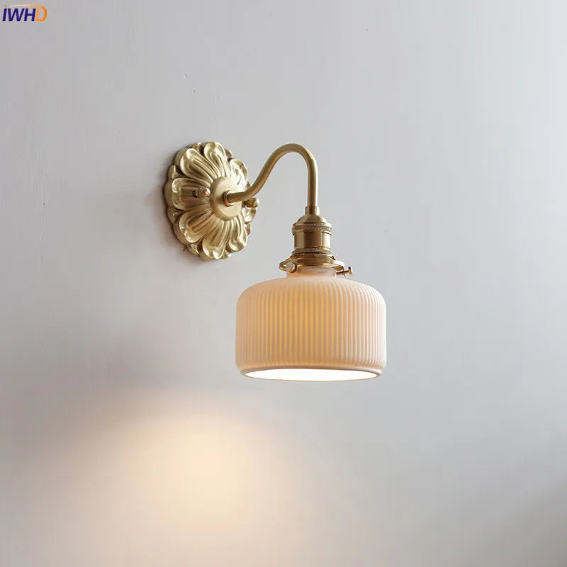 Copper Base Ceramic LED Wall Lights For Living Room Bedroom Bathroom Mirror Home Decor Japan Modern Wandlamp Sconce Murale