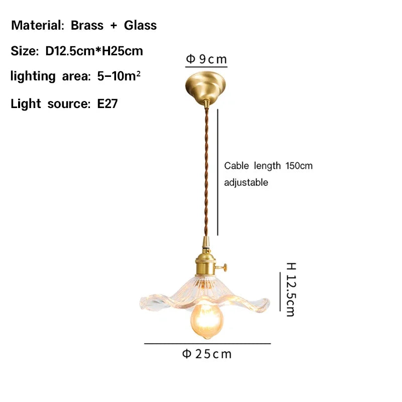 Nordic Copper Glass Pendant Light For Dining Room Bedroom Bedside Kitchen Island Hanging Lamp Indoor Decor Lighting Chandelier