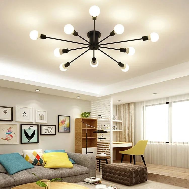 6 8 10 Iron Modern Sputnik Ceiling Satellite Hanging Lamp Chandelier Lustre Light Fixture Spider Home Living Dining Room Decor